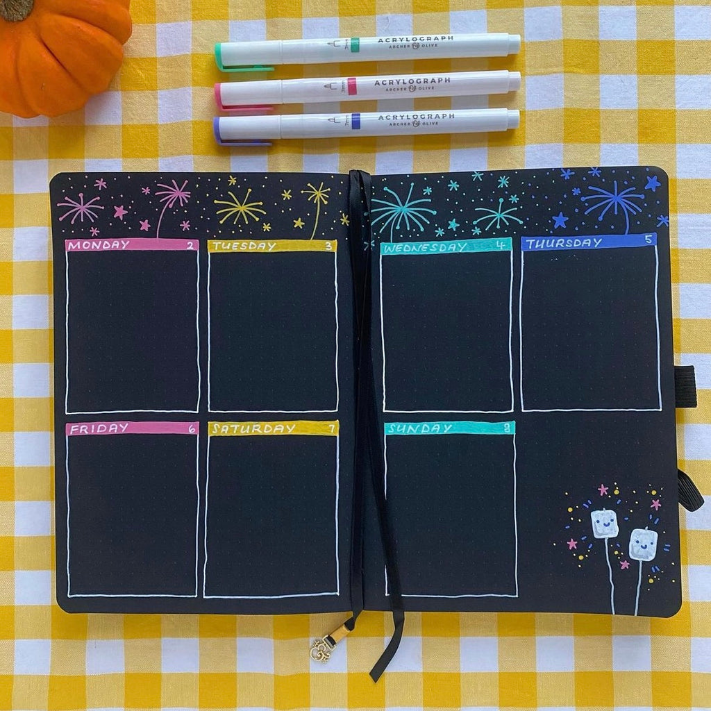 fireworks bullet journal theme