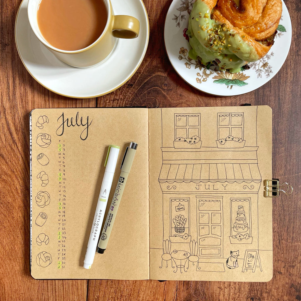 @joy.margot bakery bullet journal theme on Kraft paper