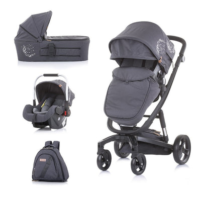 Chipolino Electra Linen 3u1 kolica za bebe - Black/silver (Crno-srebrna)