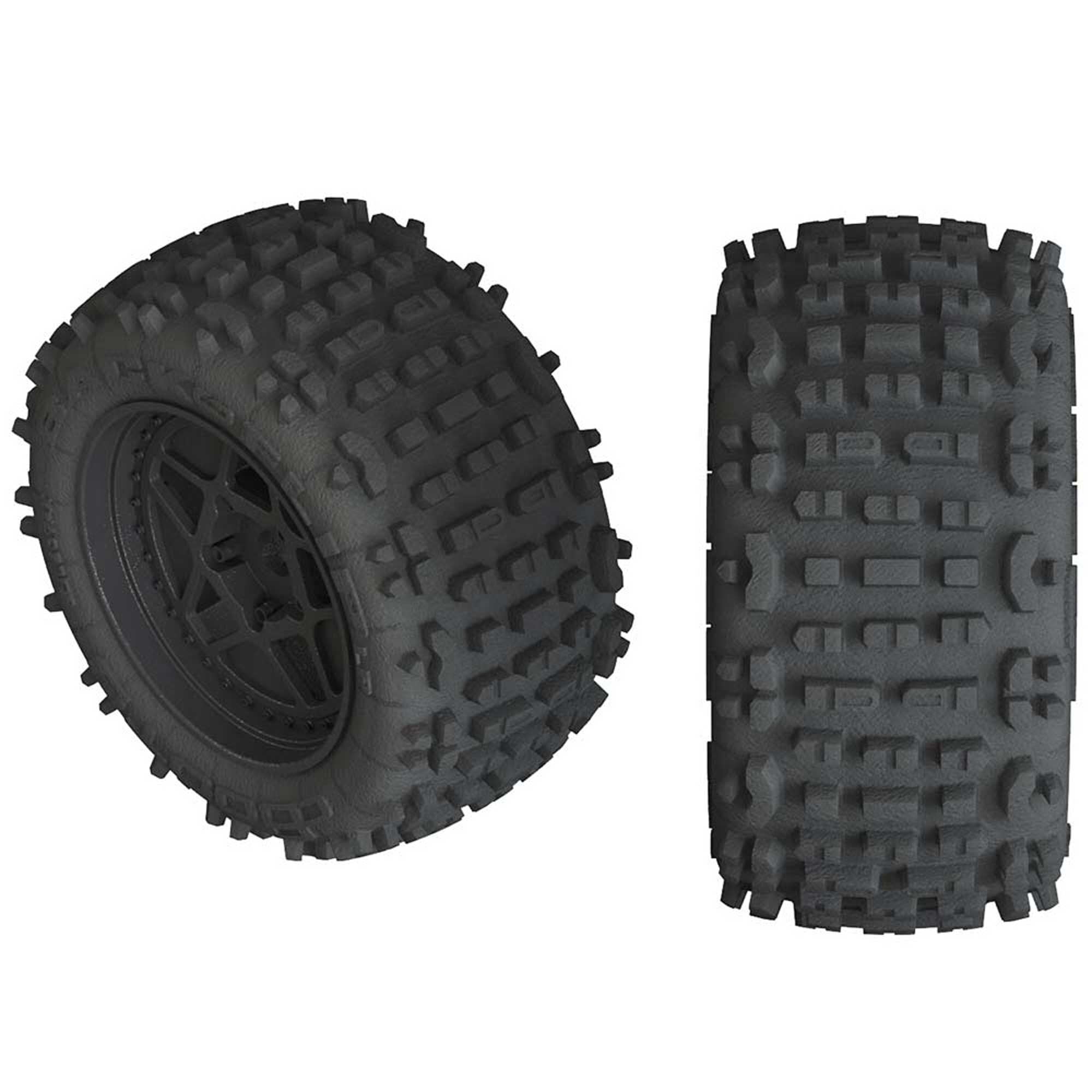 ARRMA ARAC9468 1/10 AR550050 dBoots Backflip LP Front/Rear 3.8 Pre-Mounted Tires, 17mm Hex, Black (2): 4S