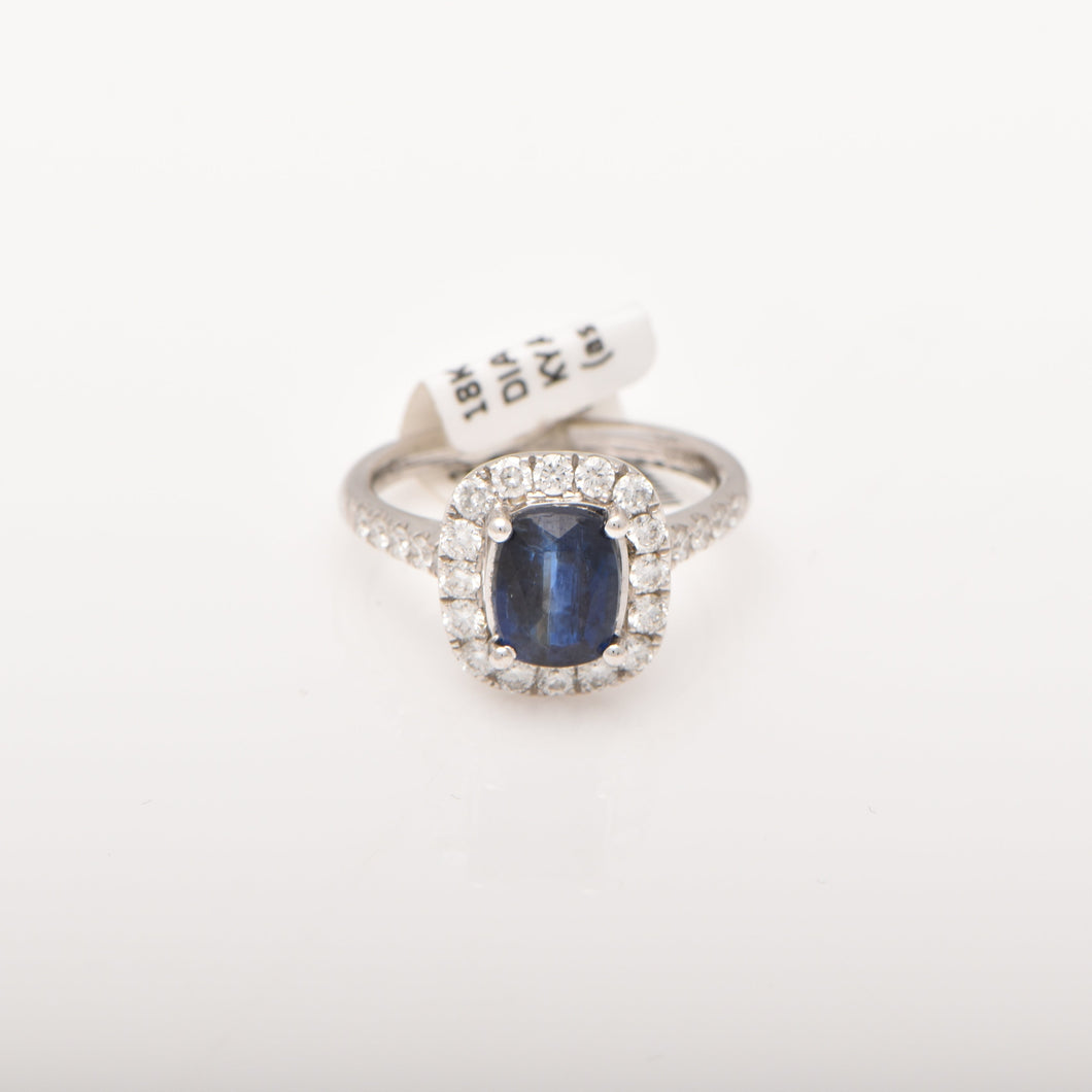 DIAMOND AND KYANITE HALO RING IN 18CT GOLD (Item 1291012)
