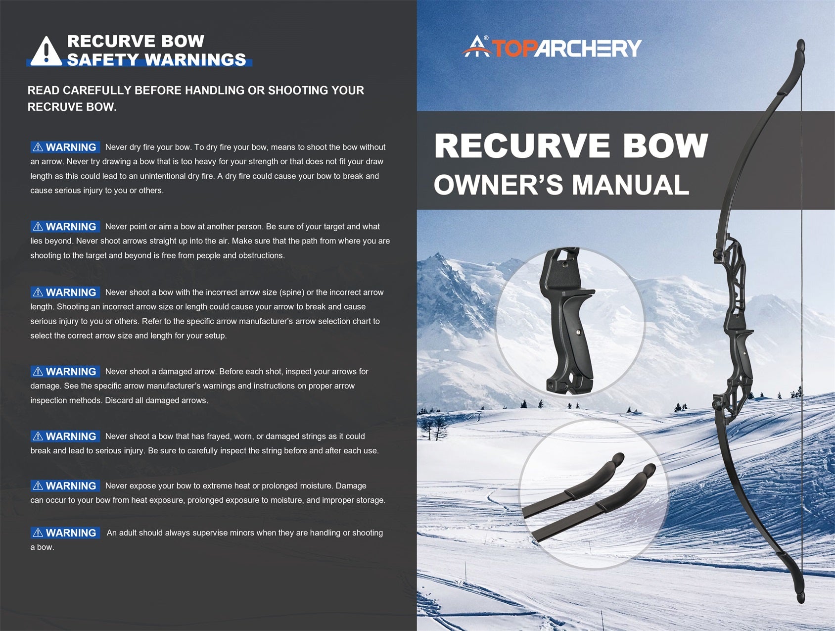 TopArchery 20/30/40/55lbs Black Takedown Archery Recurve Bow with