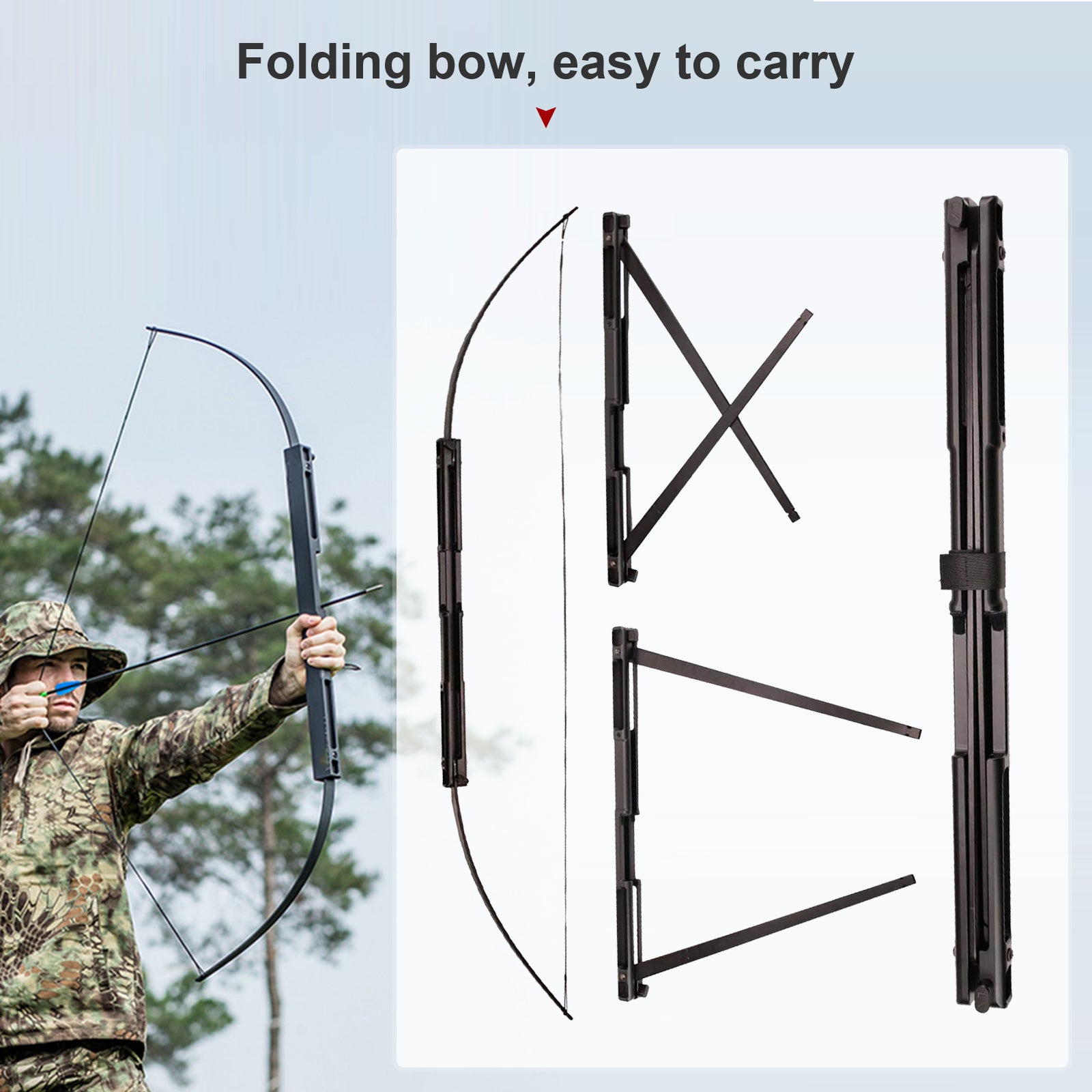 22lbs Outdoor Archery Folding Bow Aviation Aluminum Alloy Bow Handle High  Quality Easy To Carry Faster Arrow Speed