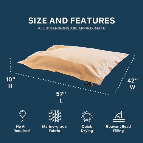 Sizing and dimensions for the posh pool pillow.