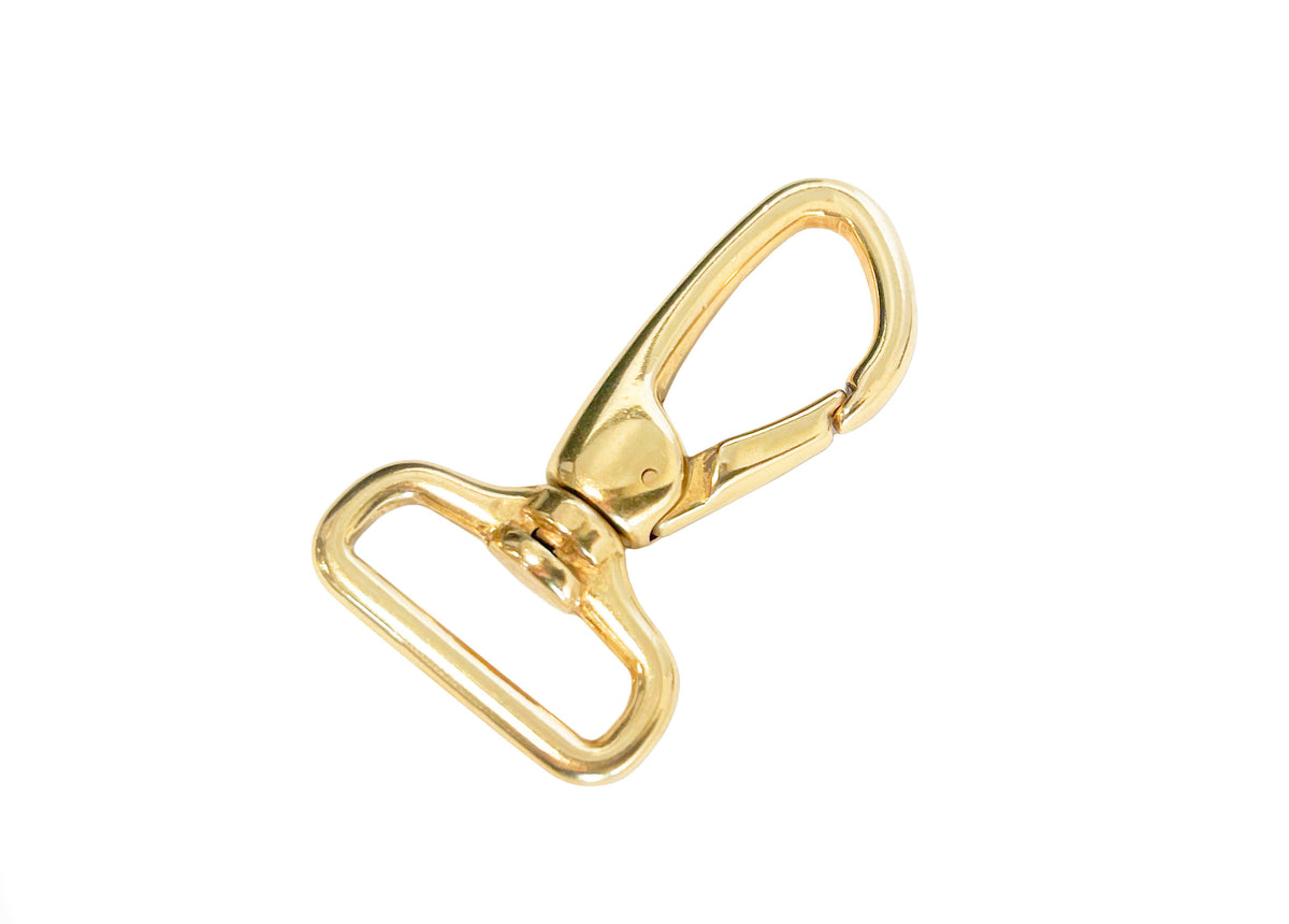 Dog Leash Collar Clip - Swivel Round Base (Solid Brass)