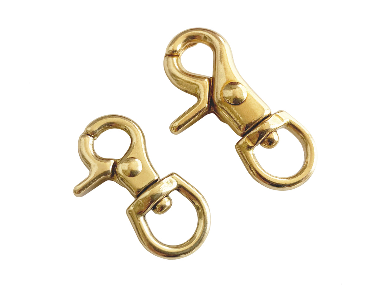 Solid Brass Heavy Duty Swivel Hook Swivel Eye Snap Hook Horse Gear- Key  Chains, Purse Strap （Apx.170g,Total Length: 4.2 Inch)
