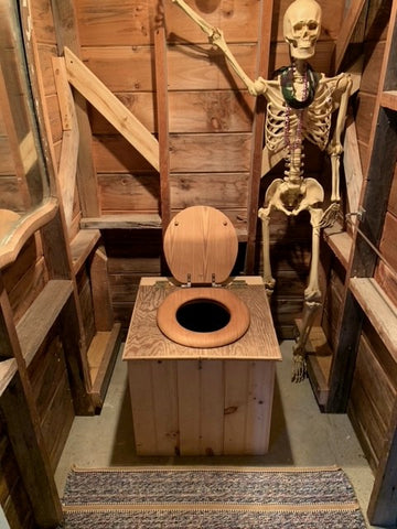 Inside a compost toilet 