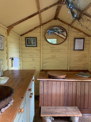 Compost toilet interior with urine separator 