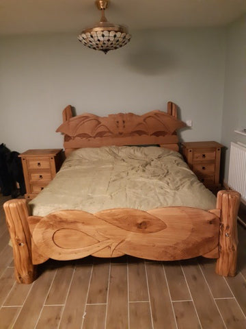 Hand made oak dragon bed 