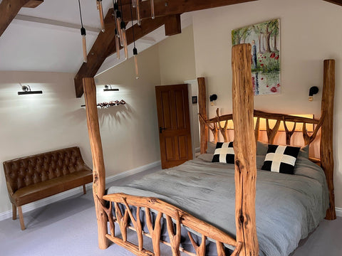 Funky four poster oak bed 