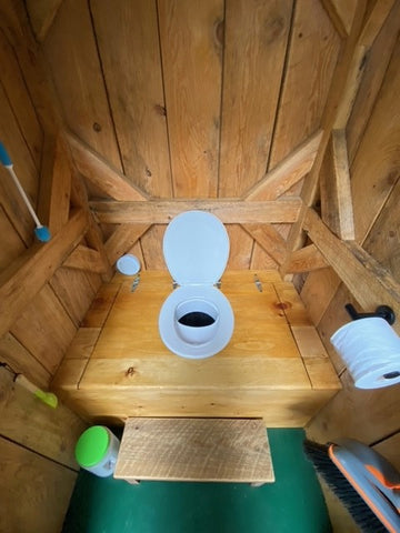 zoom in on pee diverter in compost loo 