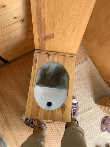 Urine diverter for portaloo in compact van conversion