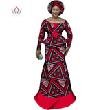 AFRICA STYLE BAZIN RICHE DRESSES FOR WOMEN 2 PIECES SET PLUS SIZE