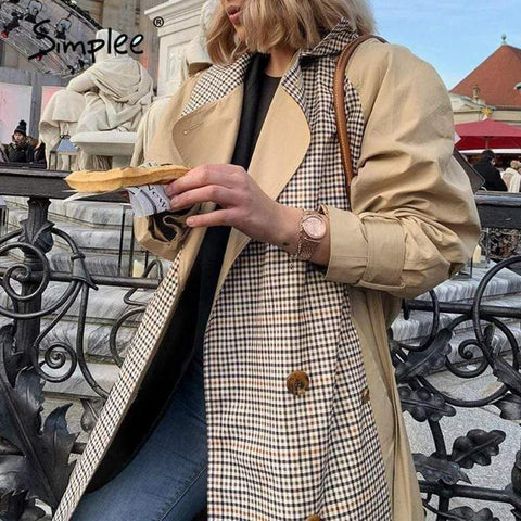 SIMPLEE CAUSAL LIGHT TAN AUTUMN WOMEN TRENCH COAT WITH BELT