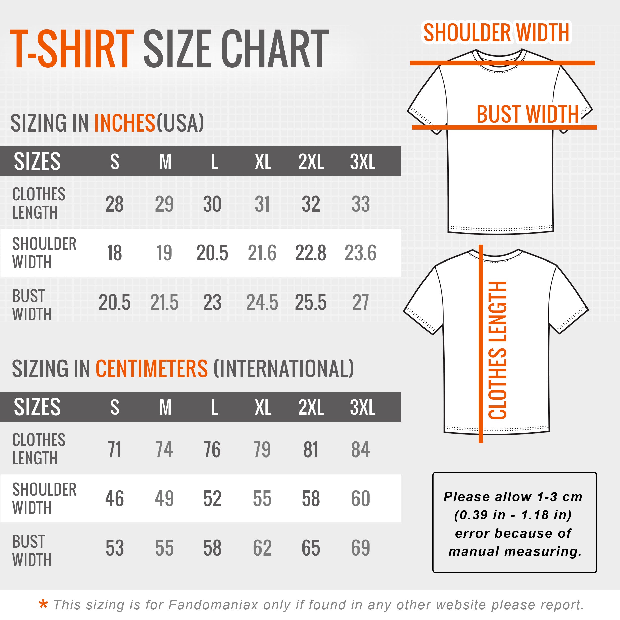 T-Shirt Size Chart