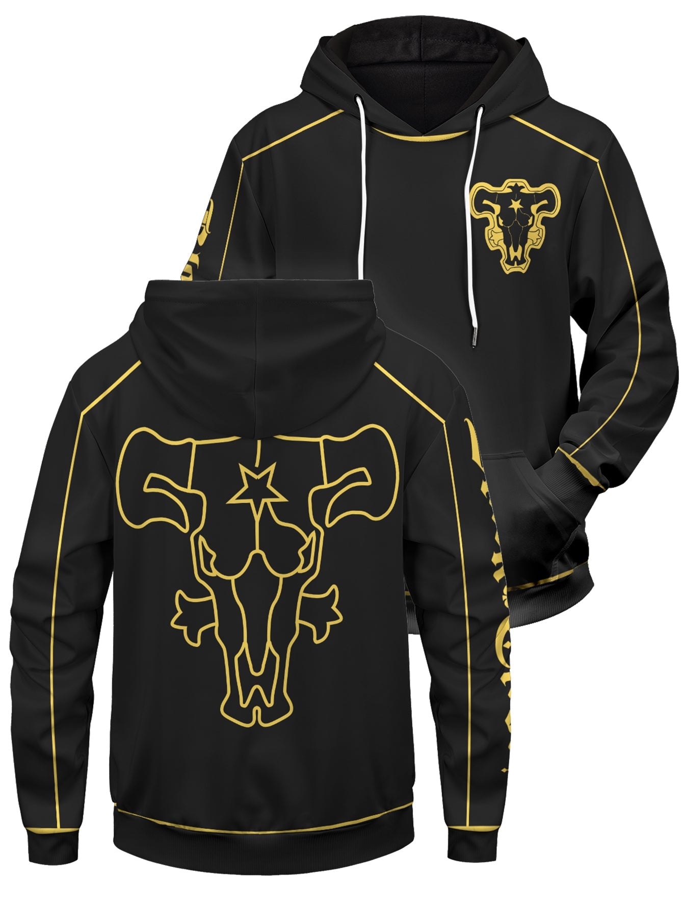 Fandomaniax Personalized Black Bull Squad Unisex Pullover Hoodie