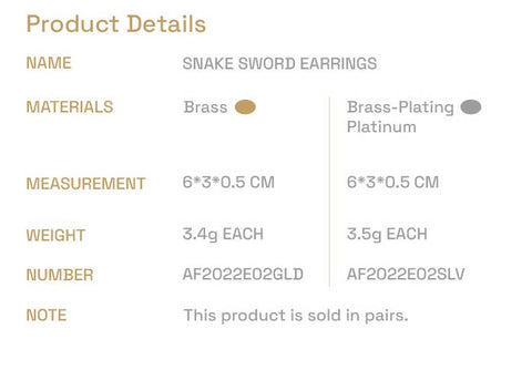 HUNTER 23SS / SNAKE SWORD EARRINGS