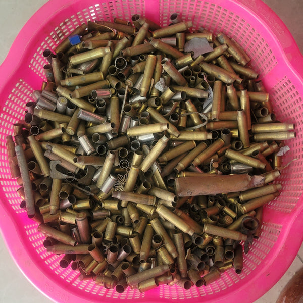 Cambodian war empty bullet castings repurposed