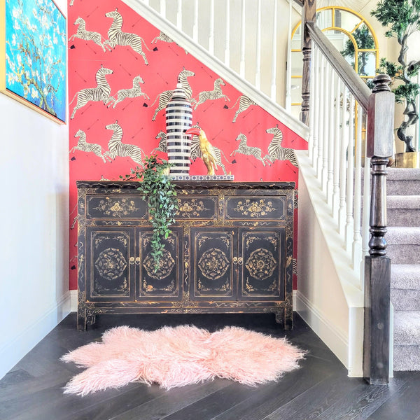 maia homes Baby Pink Mongolian Lamb Fur Accent Rug