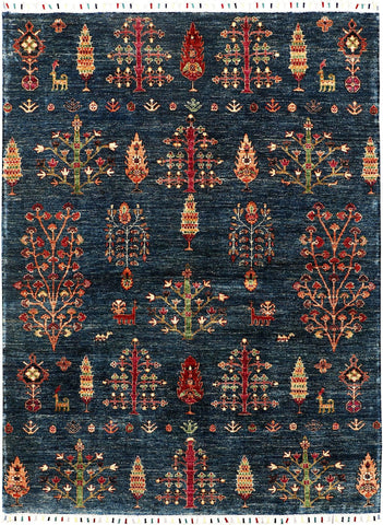 Tibetan Trees of Life Wool Hand Knotted Area Rug