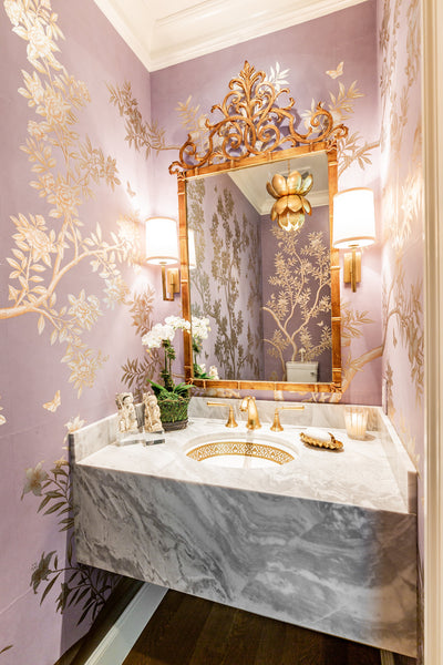 pink chinoiserie powder room