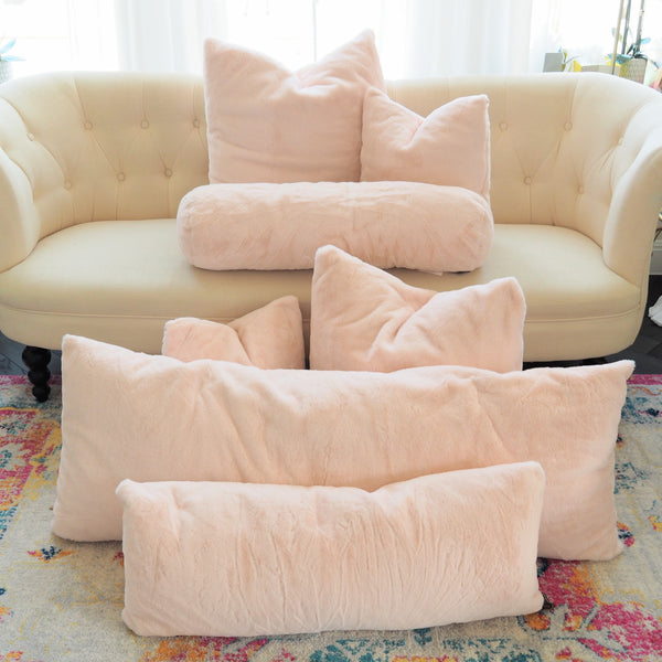 pink faux fur pillows collection