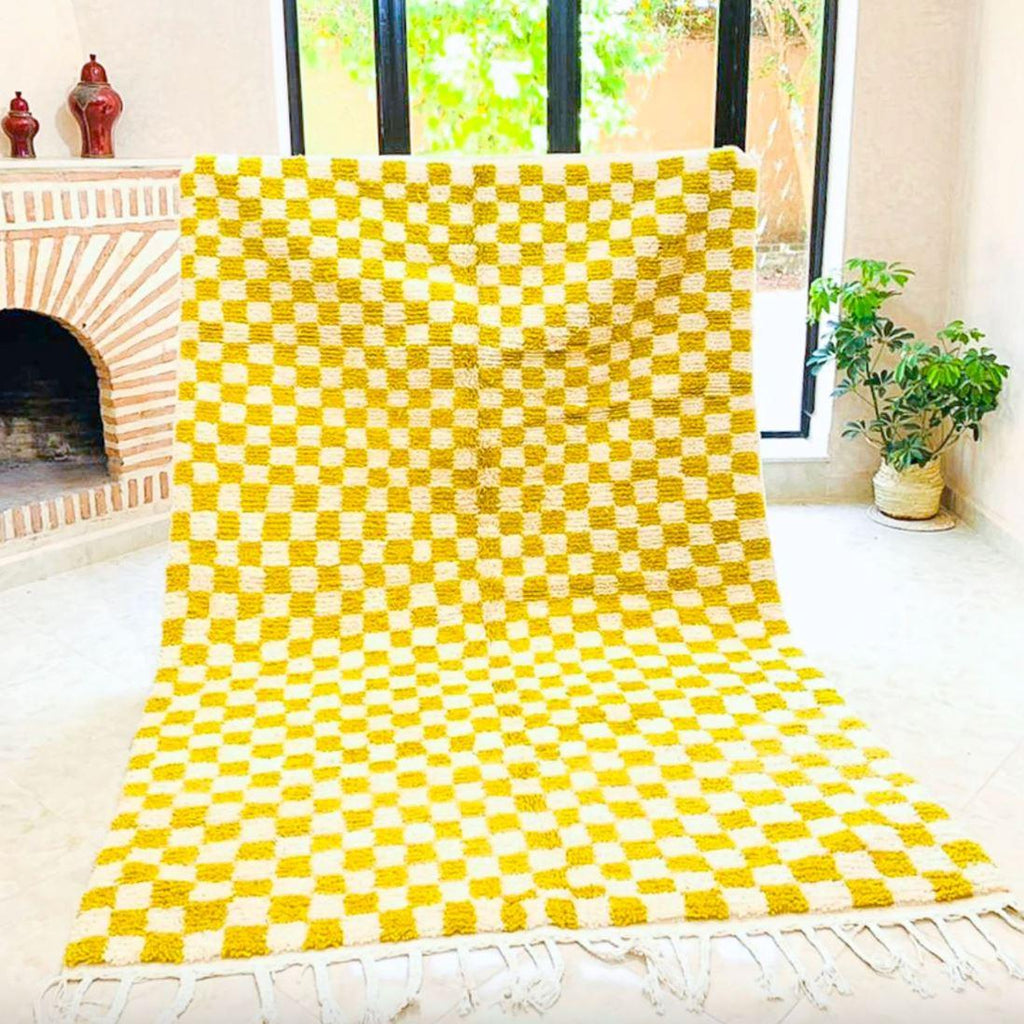 Maia Homes Checker wool Rug Made in Morocco
