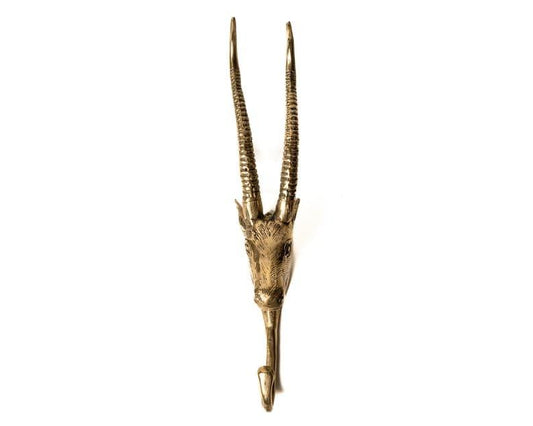 Home Decorative Hook Deer Head Sculpture Brass Hook Wood Base Wall Hooks  for Hanging No Drill Wall Mount Multi-Purpose Hooks (Color : Gold, Size :  66cm) : : Home