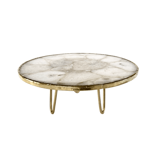 Blue Agate Cake Stand with Gold Base | MAIA HOMES