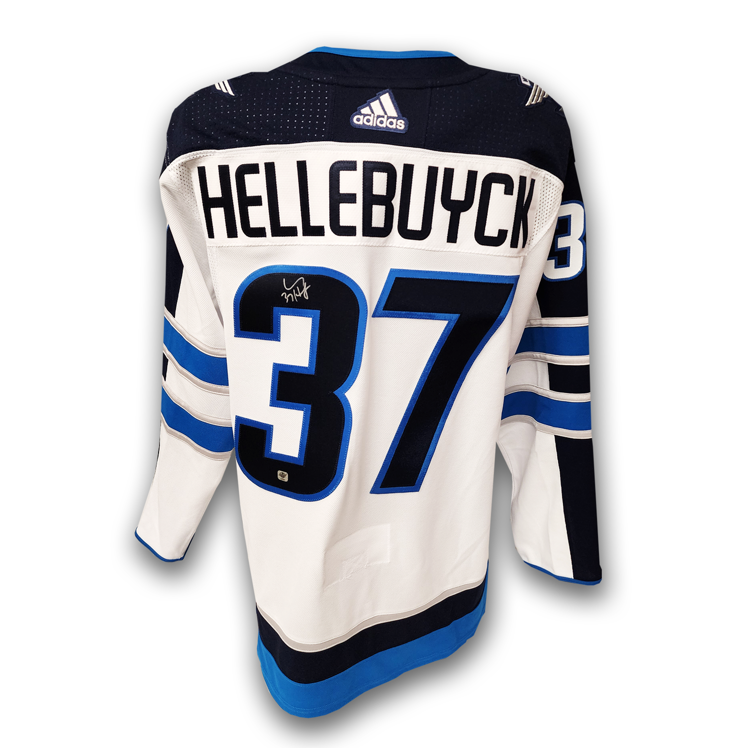 Connor Hellebuyck Autographed Winnipeg Jets Away Adidas Jersey East Coast Sports Collectibles1 jogigd