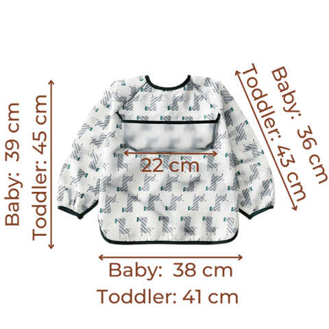 Baby & Toddler Apron Smock Bib With Long Sleeves & Colour Patterns