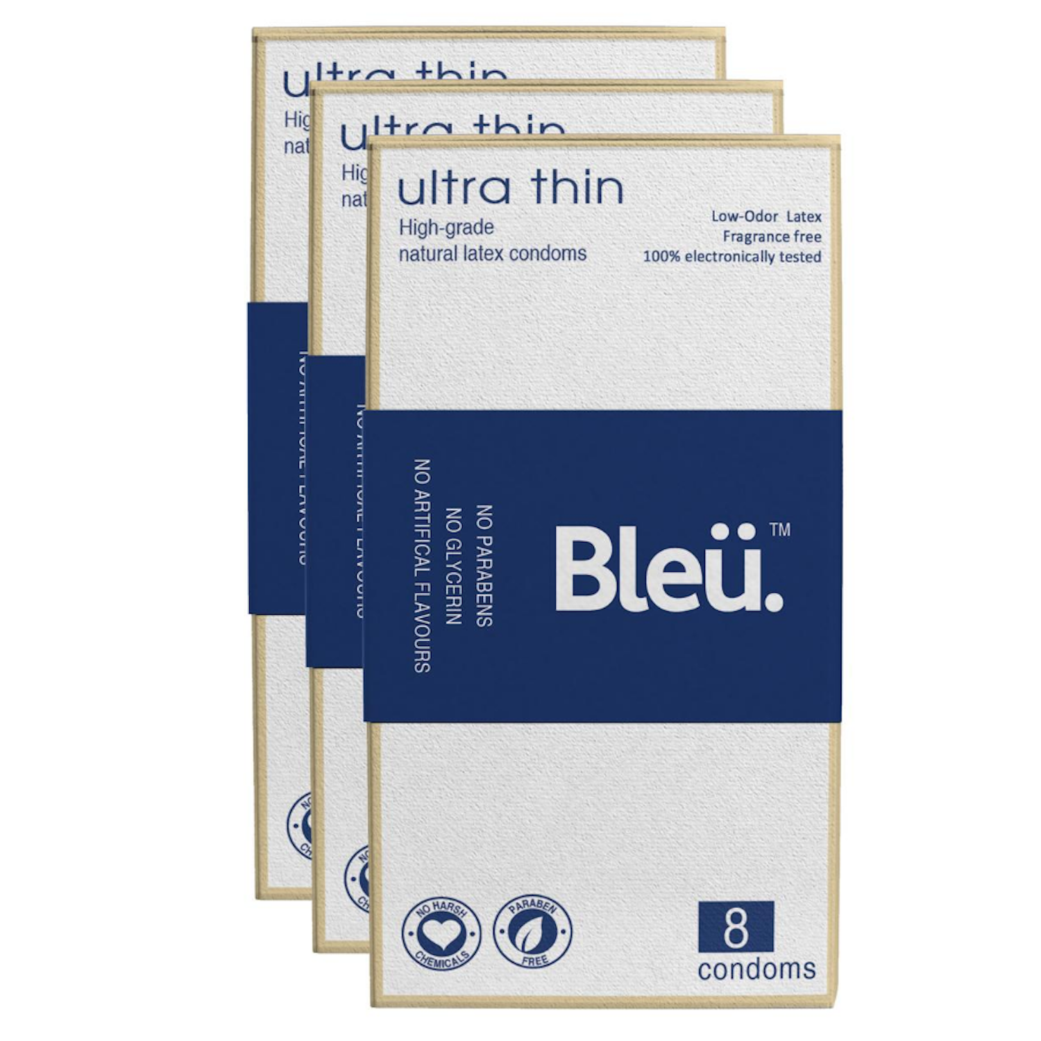Bleu Natural Latex Ultra-Thin Condom (8 Condoms, Pack Of 3)