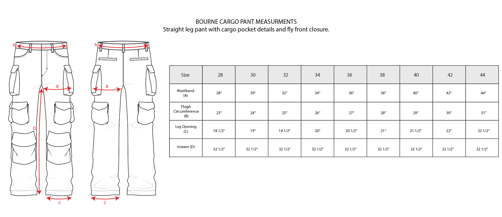 Size Guide: Cargo Pants – HommeFemmeLA