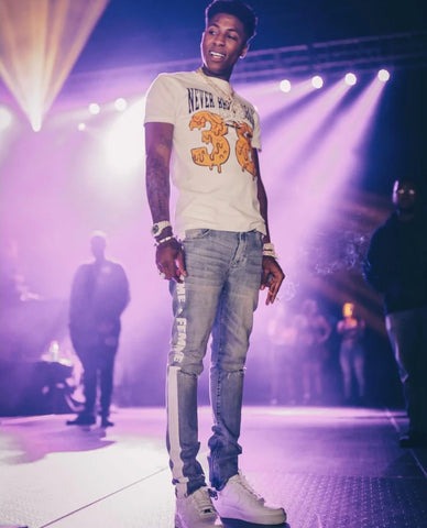 Rapper, NBA Youngboy seen wearing the Homme Femme Trademark Denim. 