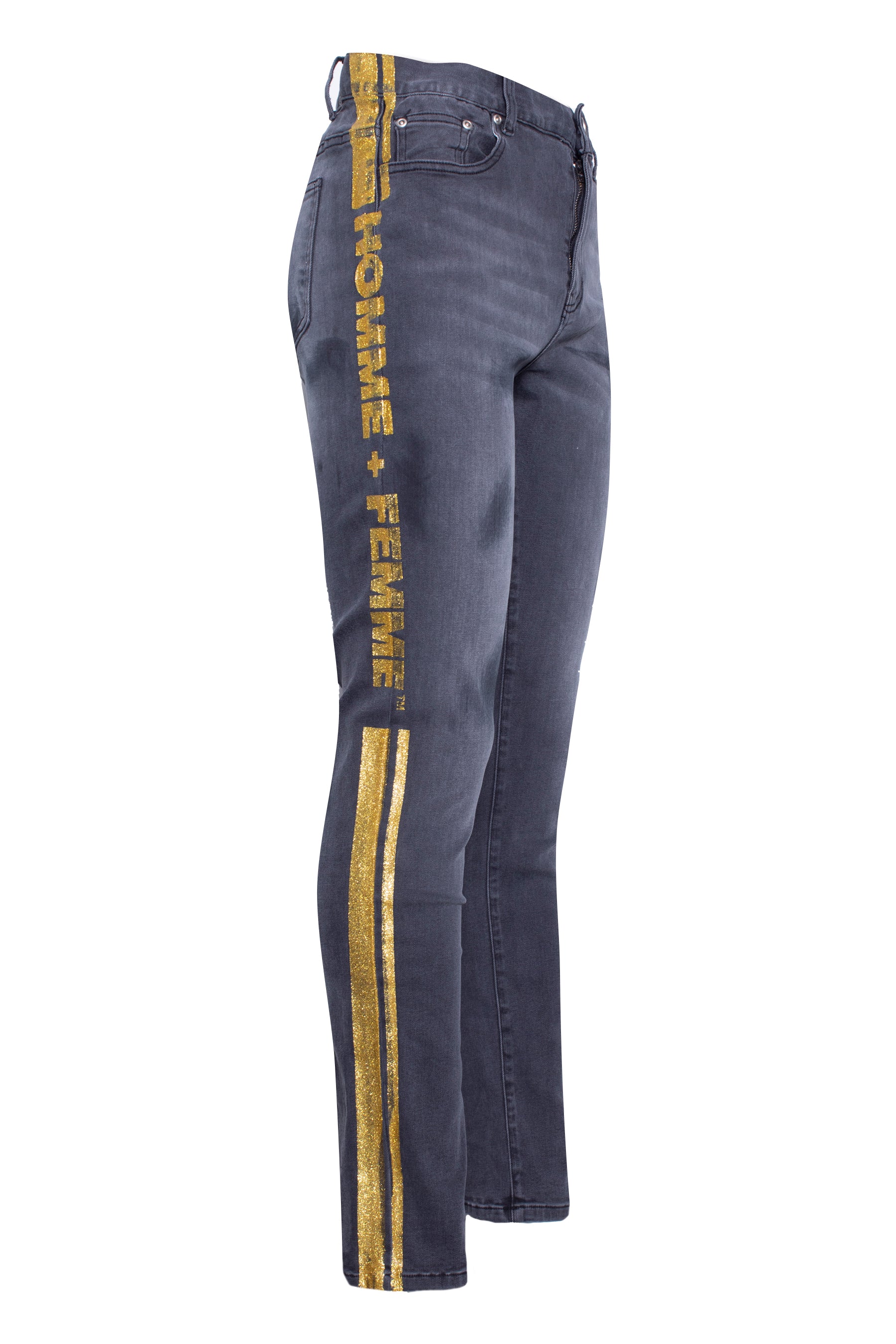 jeans with gold stripe