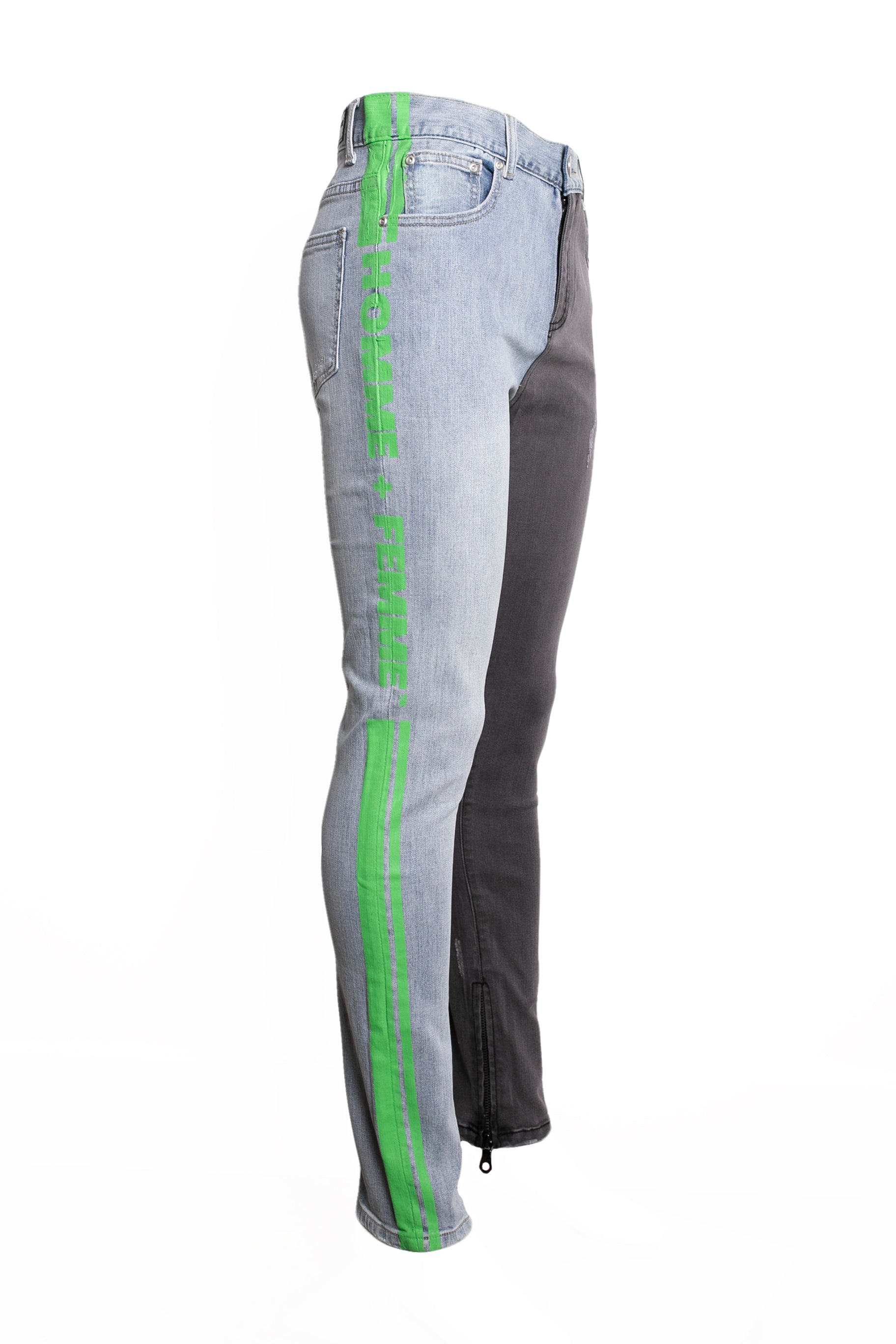 jeans with green stripe