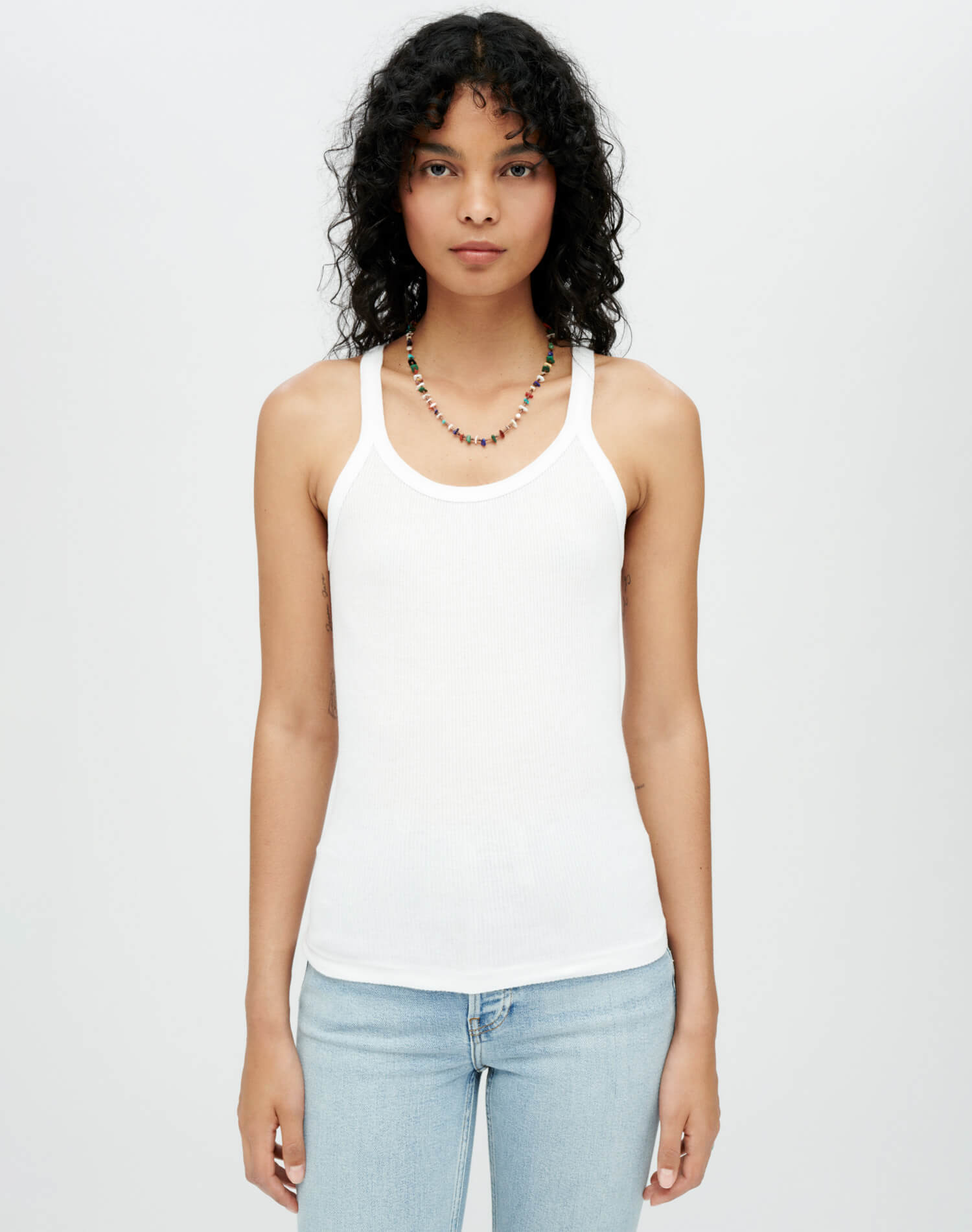 RE/DONE | Sheer Spaghetti Strap Tank in Espresso