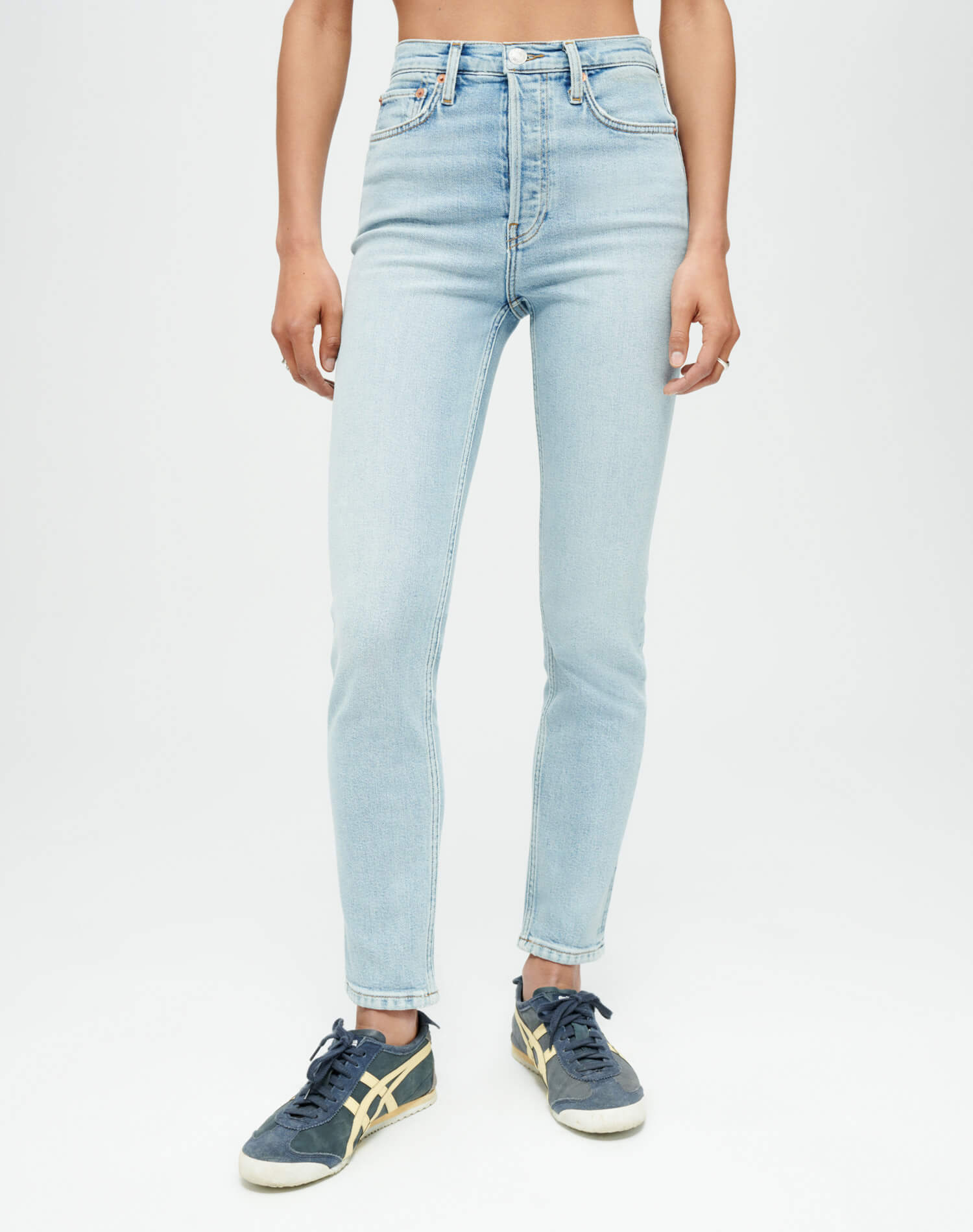 RE/DONE Jeans | Stretch High Rise Ankle Crop in Mid 70s