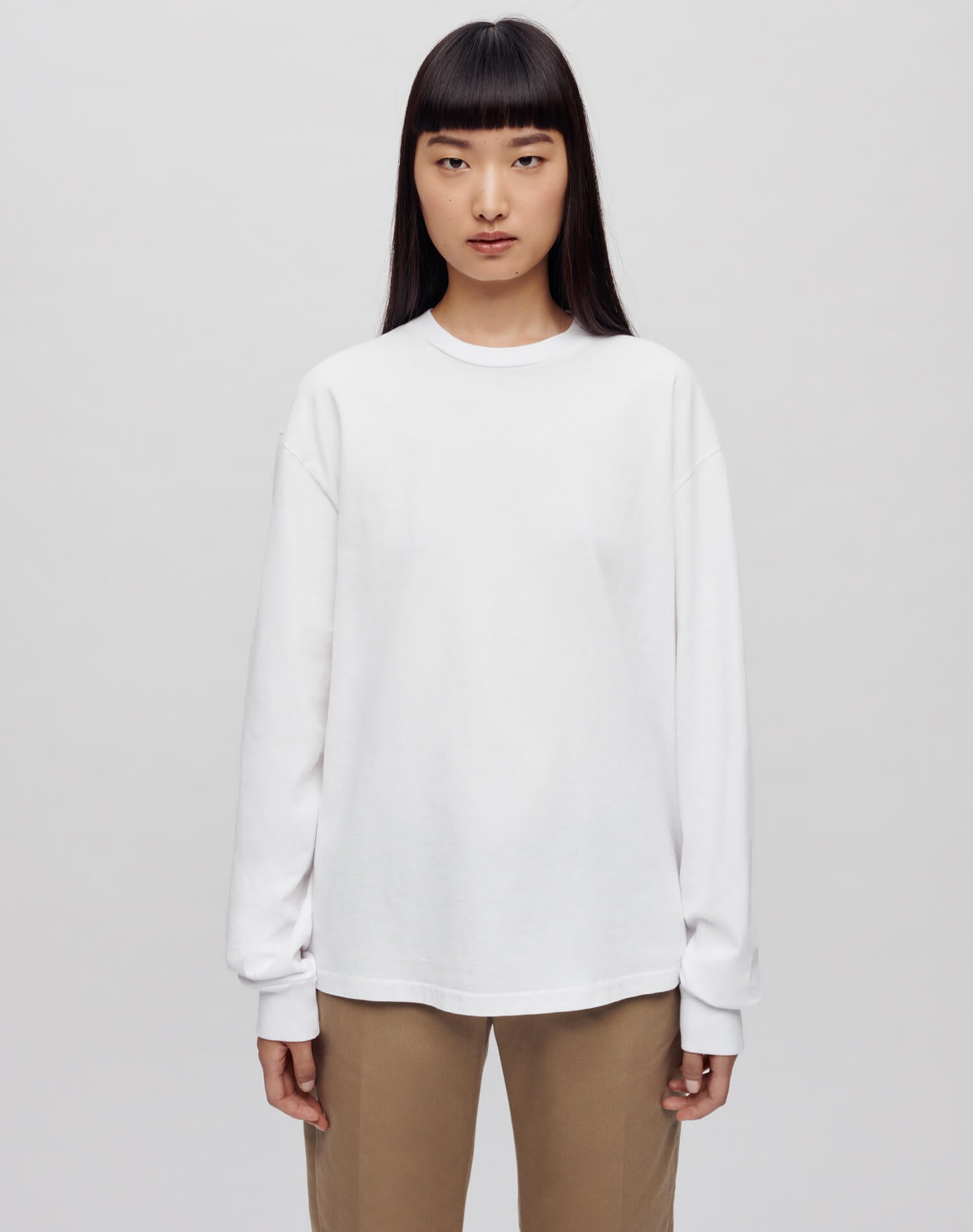 Hanes Long Sleeve Boyfriend Tee In White