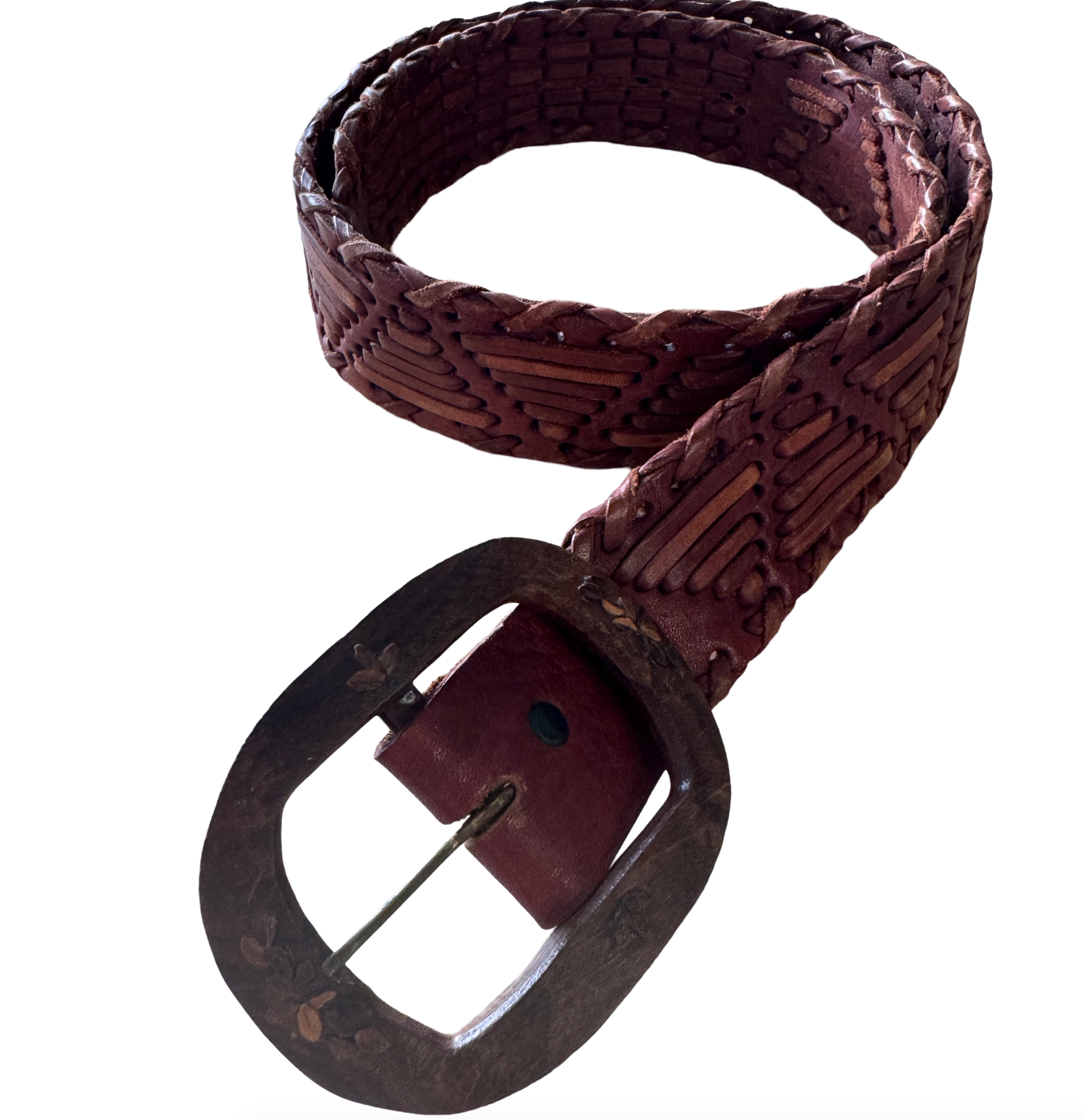 Marketplace 70s Braided Belt With Wooden Buckle In Brown