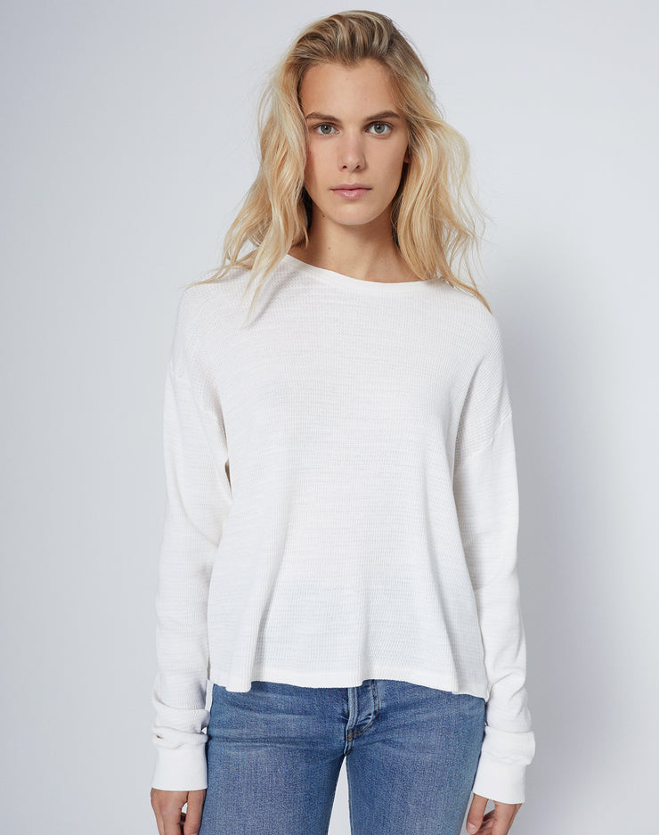 womens white thermal long sleeve shirt