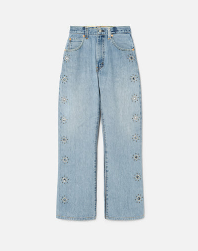 SUPPLIER】BONE EMBROIDERY WASHED DENIM OUR BRAND,SUPPLIER PRESSING