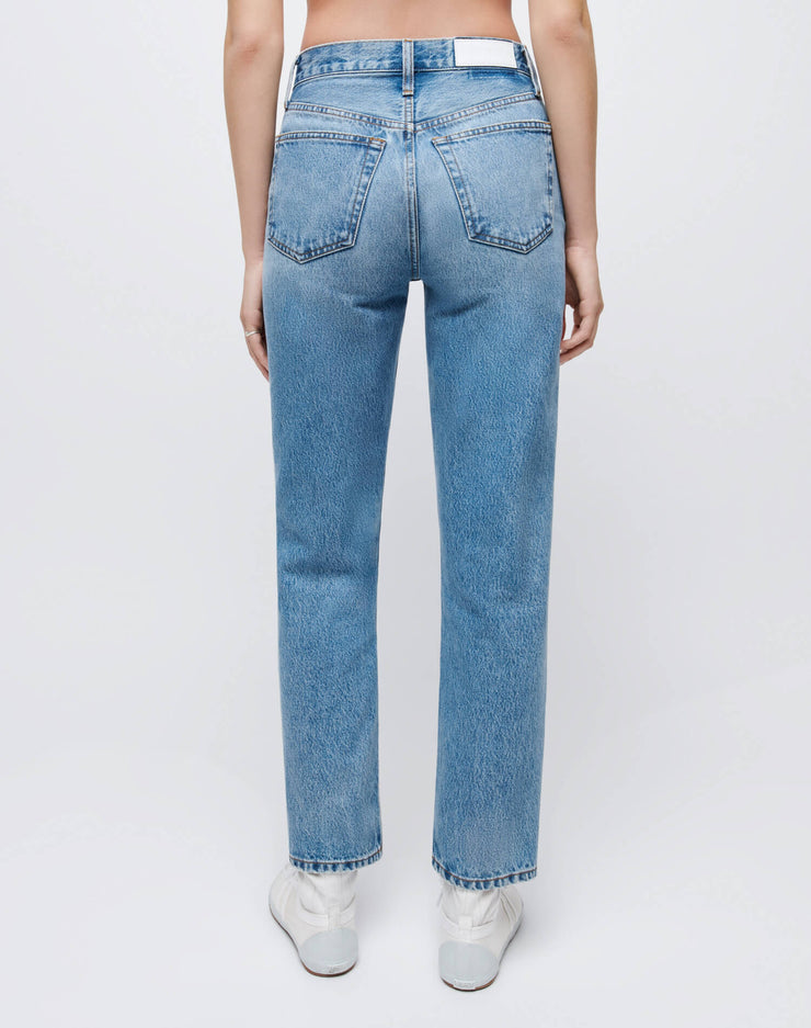 RE/DONE Jeans | High Rise Stove Pipe in Medium Vain Wash