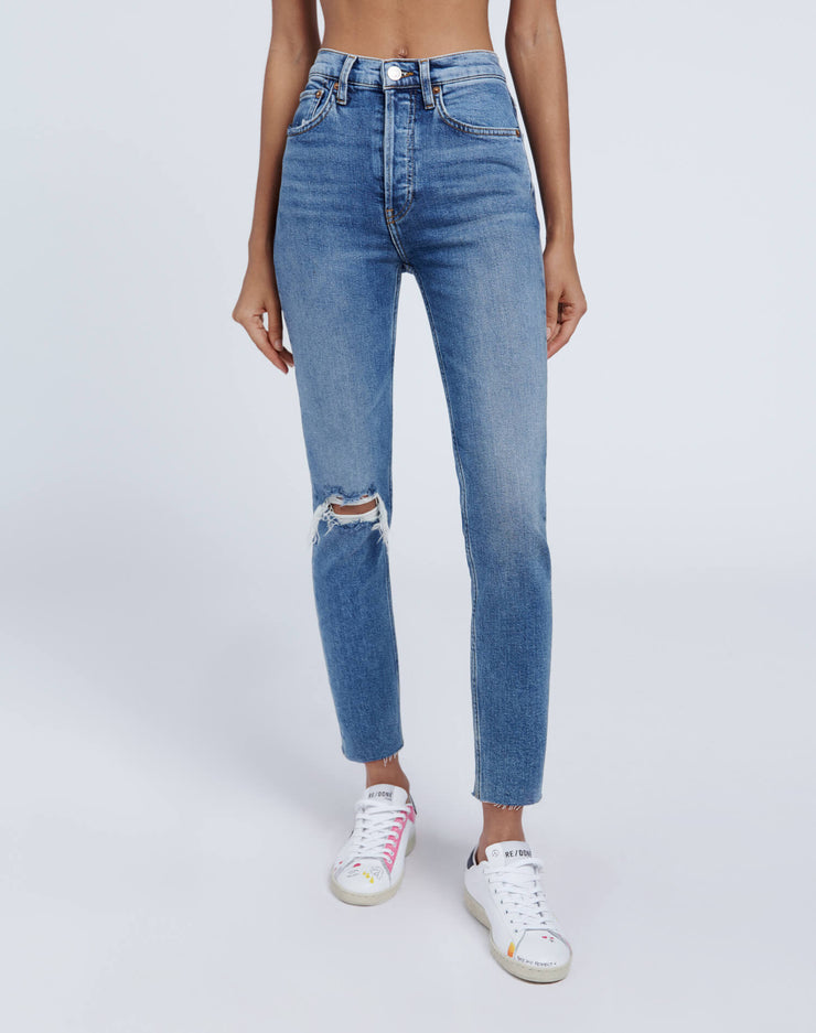 redone high rise ankle crop stretch