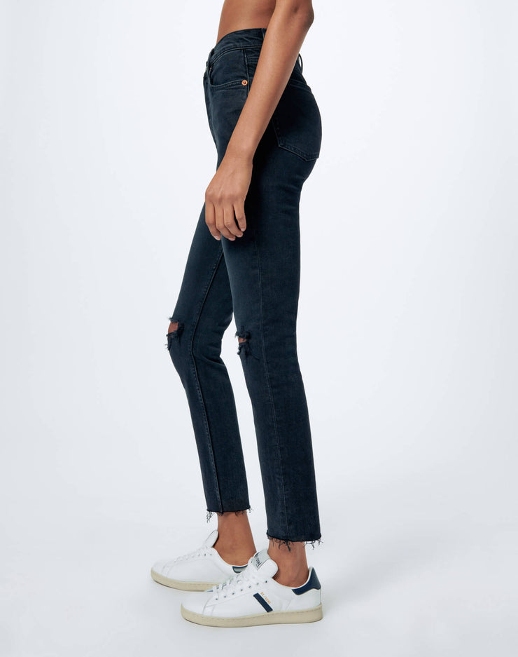 redone high rise ankle crop black