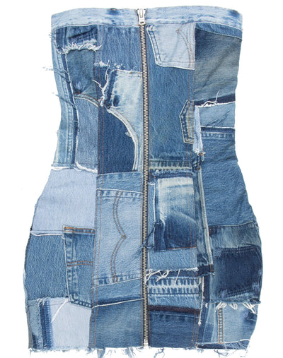 patchwork denim dress