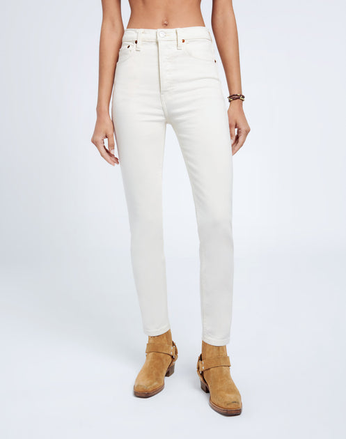 RE/DONE | Comfort Stretch High Rise Ankle Crop in Vintage White