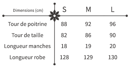 Tableau de mesure pour Robe Hippie Longue à Fleurs