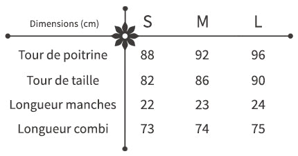 Guide des Tailles Combishort Imprimé Fleuri