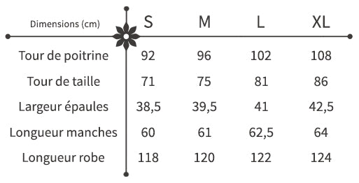 Guide des Tailles Robe Chic Longue à Fleurs